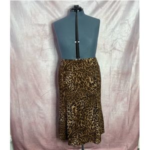 Harvé Benard Leopard Print MIDI Skirt Size XL